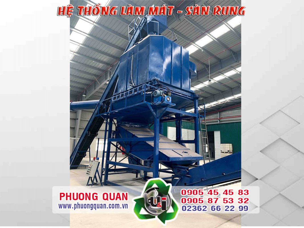 Hệ thống làm mát viên nén và sàn rung Phương Quân nhìn từ phía trước