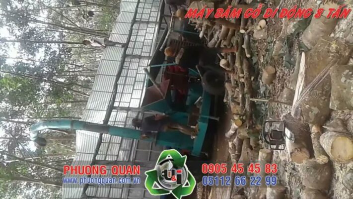 máy băm gỗ động cơ dầu 8 tấn