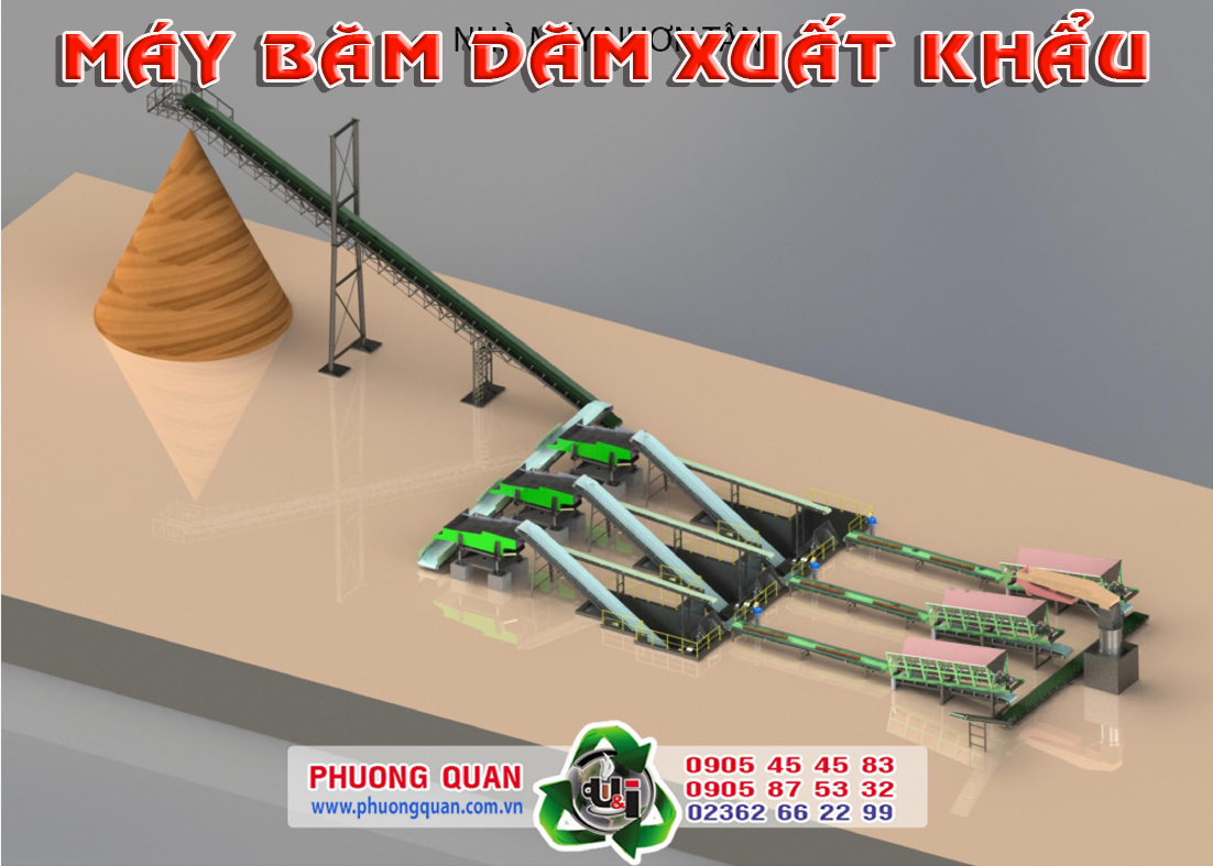 Thiết kế 3D dây chuyền băm dăm xuất khẩu