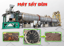 Máy sấy bùn công nghiệp 10 tấn/giờ Phương Quân - hệ thống sấy thùng quay và lò đốt